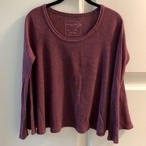 Free People waffle knit long sleeve top